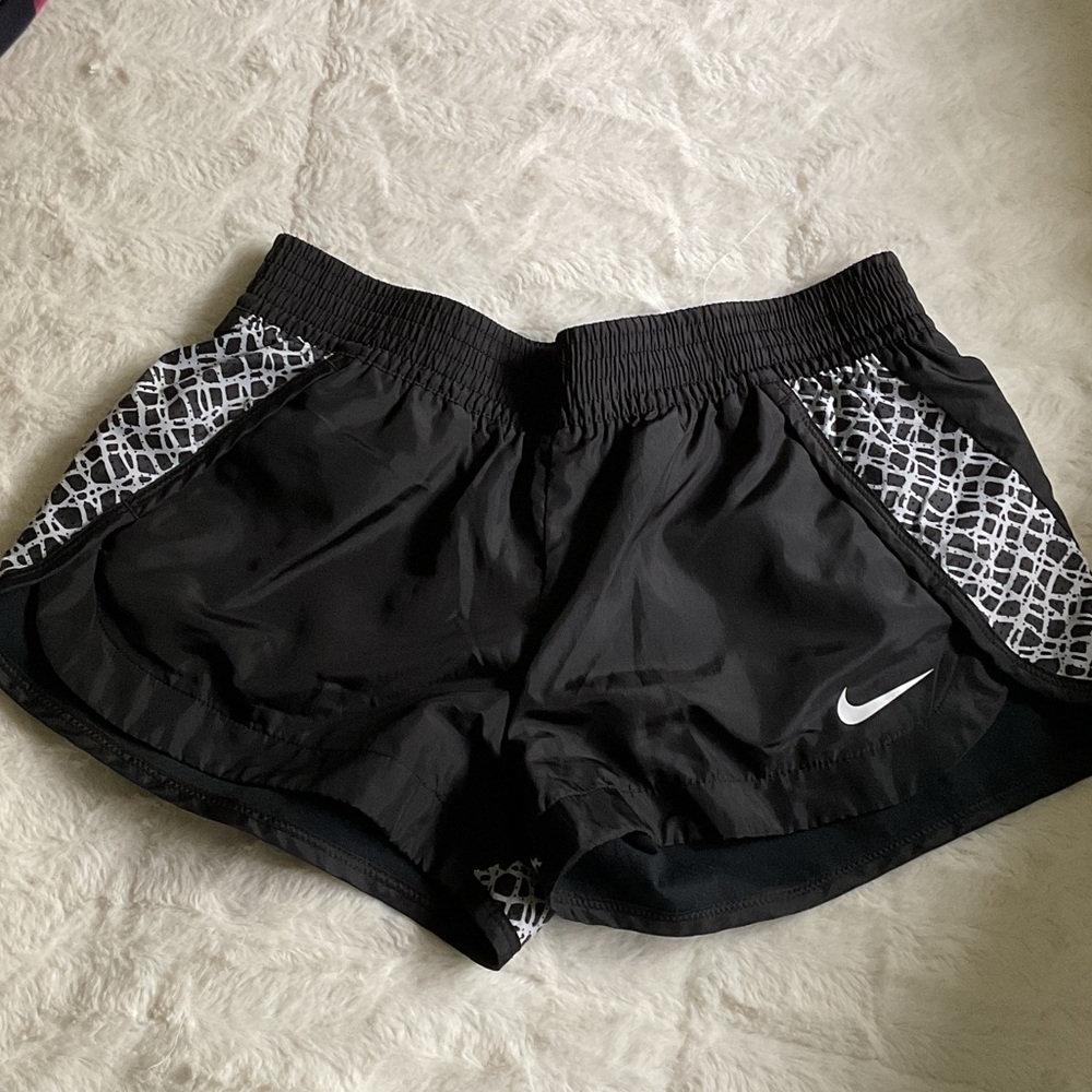 Nike Women's Black and White Athletic Shorts